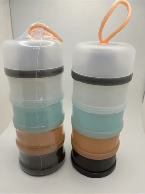 Paquete de 2 dispensadores de fórmula para bebés - 5 secciones cada uno - multicolor - ¡Nuevo! Foto 1 de 2