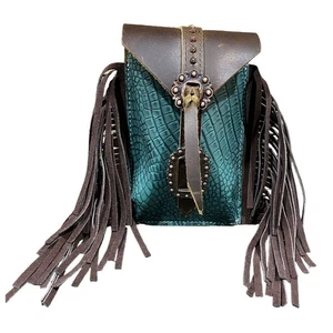 Bolsa de sillín Showman turquesa cocodrilo cinch trasero - Imagen 1 de 2