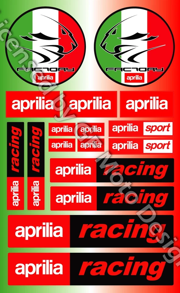 Juego de 17 calcomanías de moto Aprilia Racing rsv rsv4 thunder RS laminadas Foto 1 de 1