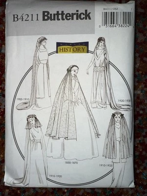 2004 Historical Wedding Bridal Veil Sewing Pattern Butterick 4211 OOP - Image 1 of 2