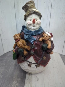 Herco Holz Schneemann mit Teddybären Weihnachten  - Bild 1 von 5