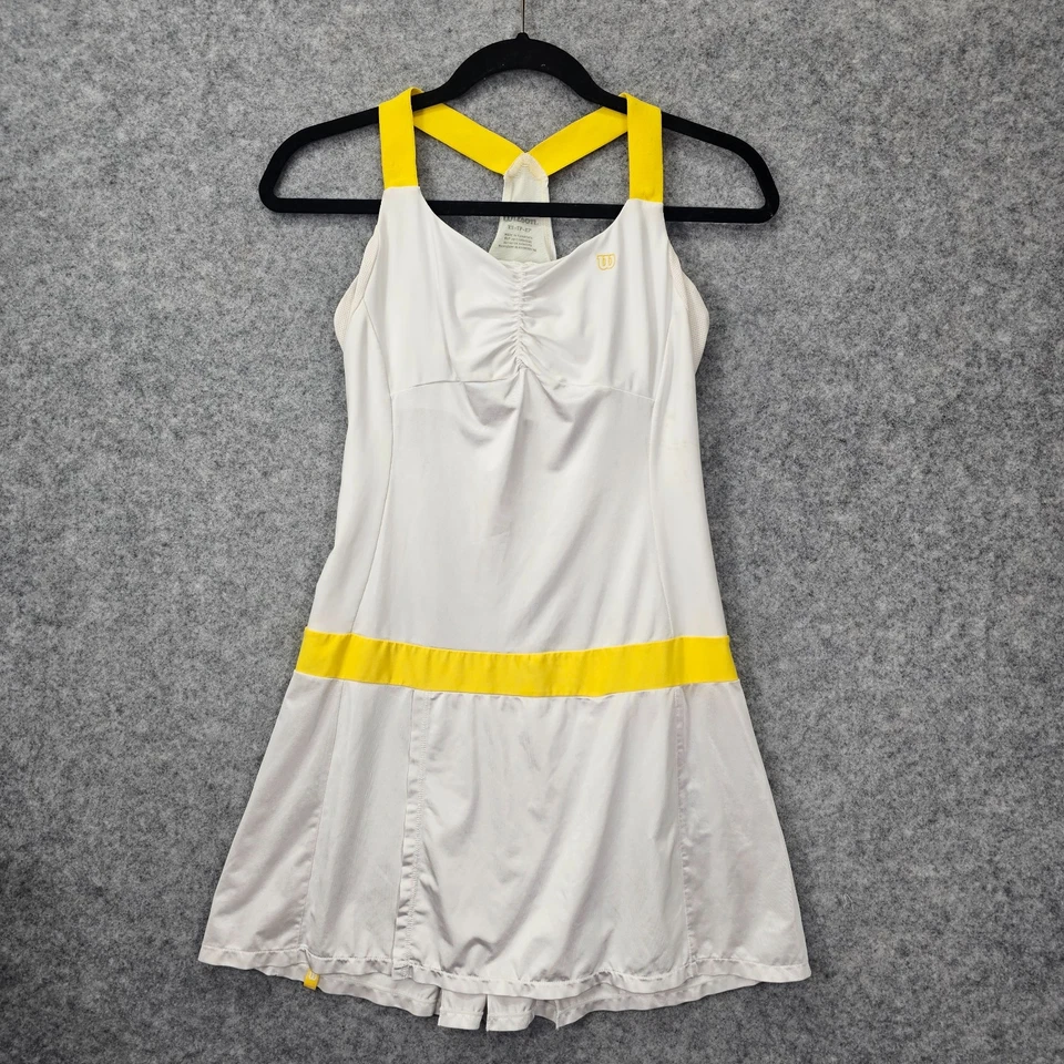 Wilson Tennis Dress Womens XS White Yellow Trim Stretch Performance Sporty Prep - Image 1 of 4
