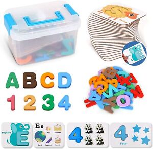 Alphabet Flash Cards & Wooden Letters Numbers ABC Educational Preschool Toddler