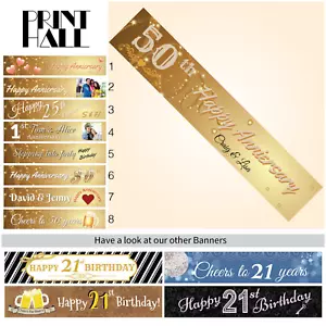 50th Birthday Gift Idea Decoration & Supplies Personalised Canvas Party Banner - Picture 1 of 4