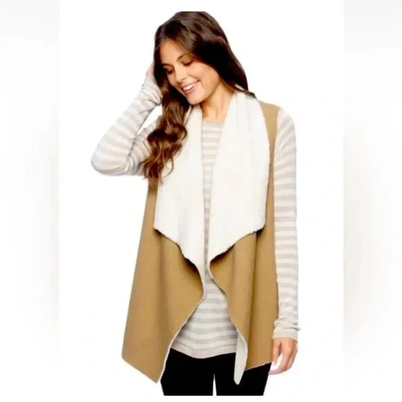 ESPLÉNDIDO Chaleco Keane Frente Abierto Forrado Sherpa Piel de Oveja Imitación Tostado PEQUEÑO Foto 1 de 4