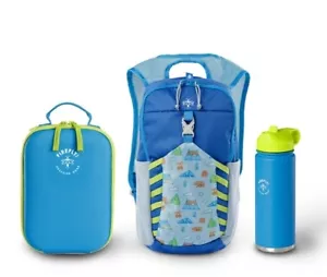 Juego de bolsa escolar con lonchera y botella de agua azul y verde aventura gran oferta - Imagen 1 de 18