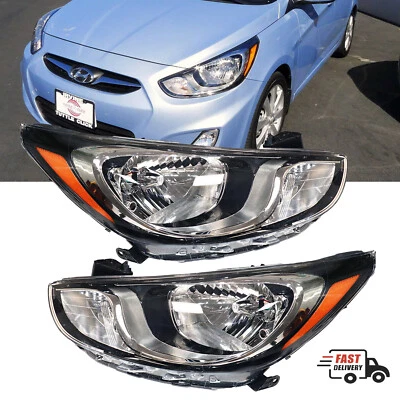 Pair Halogen Headlights Headlamps For 2012 2013 2014 Hyundai Accent Sedan LH+RH Foto 1 de 4