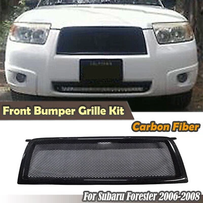 Parrilla de malla de parachoques delantero de fibra de carbono para Subaru Forester 2006-2008 2007 Foto 1 de 4