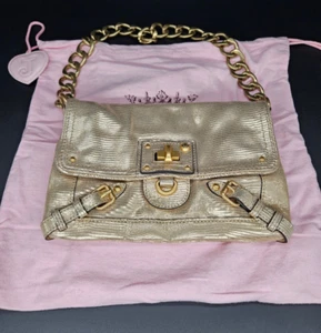 Juicy Couture Vintage Y2K Glorious Gold Shoulder/Evening Bag Purse With Softcase - Picture 1 of 8