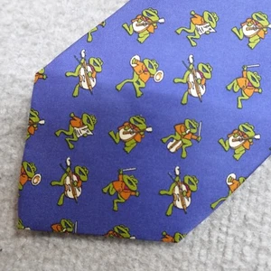 Dior Tie Blue Frogs Musicians All Over Print Made in France - Picture 1 of 7