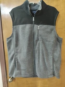 Croft & Barrow Fleece Full Zip Vest Stand Up Collar Men’s L Gray/Black Pockets - Picture 1 of 7