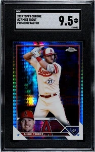 2023 Topps Chrome #27 Mike Trout Prism Refractor SGC Graded 9.5 MT+ - Picture 1 of 2
