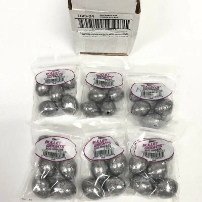 Bullet Weights 3oz Egg Fishing Lead Sinkers 6 Bags/5 Per Bag/30 Total EGI3 New - image 1 of 4