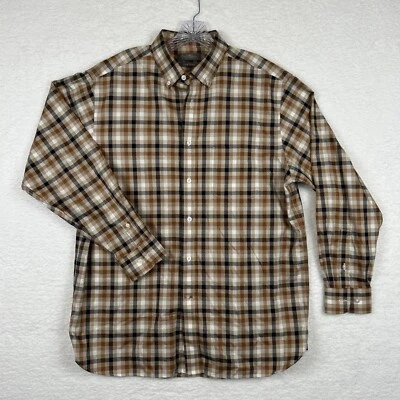 Daniel Cremieux Signature Collection Masculino L Bronzeado LS Botão para Baixo 100% Algodão Pima - Imagem 1 de 4