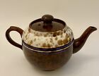 Vintage Mid Century Brown Betty Ceramic Blue Striped Teapot Made In England