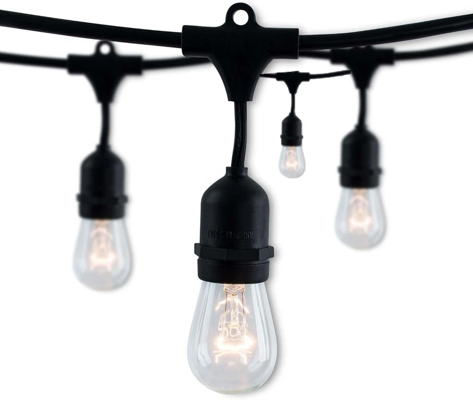4Pack 48Ft Pendant String Light w/ S14 Clear, 15 Socket 36" Spacing, 11W, 2700K - Image 1 of 4