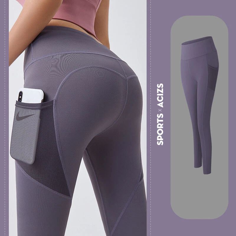 Pantalones de Yoga Mujeres Con Bolsillo Leggings Deporte Niña Gimnasio Leggings Mujeres Control Abdomen Foto 1 de 1