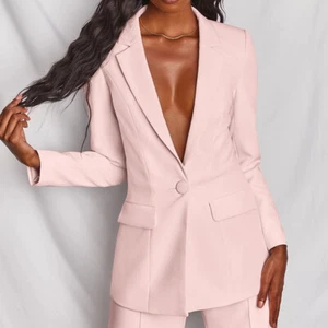 Leisure Women's Suits Pink Yellow Office Ladies Work Wear Blazer Straight Pant - Picture 1 of 15
