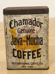 International Coffee Co. New York Chamador Brand Genuine Java & Mocha Coffee Tin - Picture 1 of 10