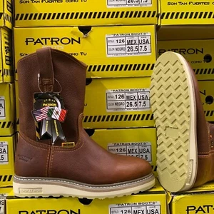 MEN'S WORK BOOTS GENUINE LEATHER BROWN OIL TUMBLED DUAL DENSITY SOLE PATRON #107 - Picture 1 of 8
