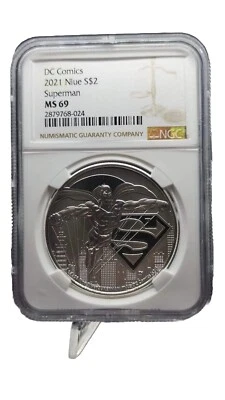 DC COMIC SUPERMAN 2021 NIUE 2 DOLLAR NICE NGC MS 69 - Image 1 of 2