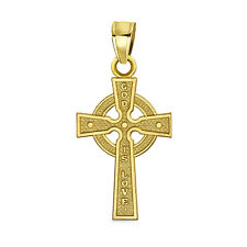 Real 14K Yellow Gold Celtic Religious Cross Rosary Pendant