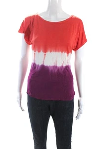 Trina Turk Womens Tie Dye Jersey Knit Short Sleeve Blouse Top Tee Red Size P - Picture 1 of 5