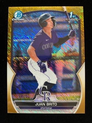 2023 Bowman Chrome JUAN BRITO 1st Rookie GOLD REFRACTOR #08/50 Guardians RC SP - Image 1 of 3