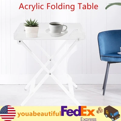 Foldable Table Acrylic Transparent Table Sofa Snack Coffee Laptop End Side Table - Image 1 of 4