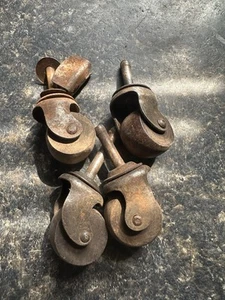 Antique Furniture Casters Wooden Wheels Vintage Lot of 4 - Picture 1 of 1
