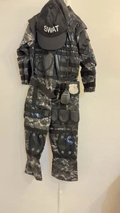 SWAT camo jumpsuit costume: hanging Badge, walkie-talkie: boy 5-6 Kids Dress Up - Picture 1 of 10