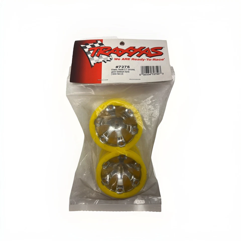 Rare🔥Traxxas Wheels Geode 2.2" Chrome Yellow Beadlock Style 12MM Hex #7275 - Image 1 of 1