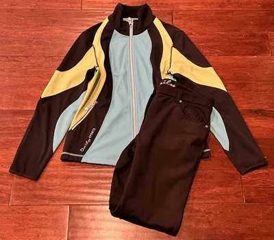 Conjunto de 2 piezas de chándal chaqueta pantalones grandes para mujer Daily Sports negro azul verde Foto 1 de 4