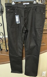 Tommy Hilfiger Jeans MENS 38W/32L Stretch Straight Denim Cotton Blend BLACK. NWT - Picture 1 of 12