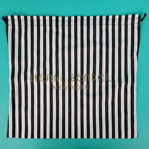 Henri Bendel großer Staubbeutel Logo gestreifte Kordelzugtasche braun weiß 16,5 x 15 - Bild 1 von 5