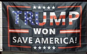 TRUMP WON SAVE AMERICA BLACK TRUMP America MAGA USA FLAG 3x5' - Picture 1 of 1