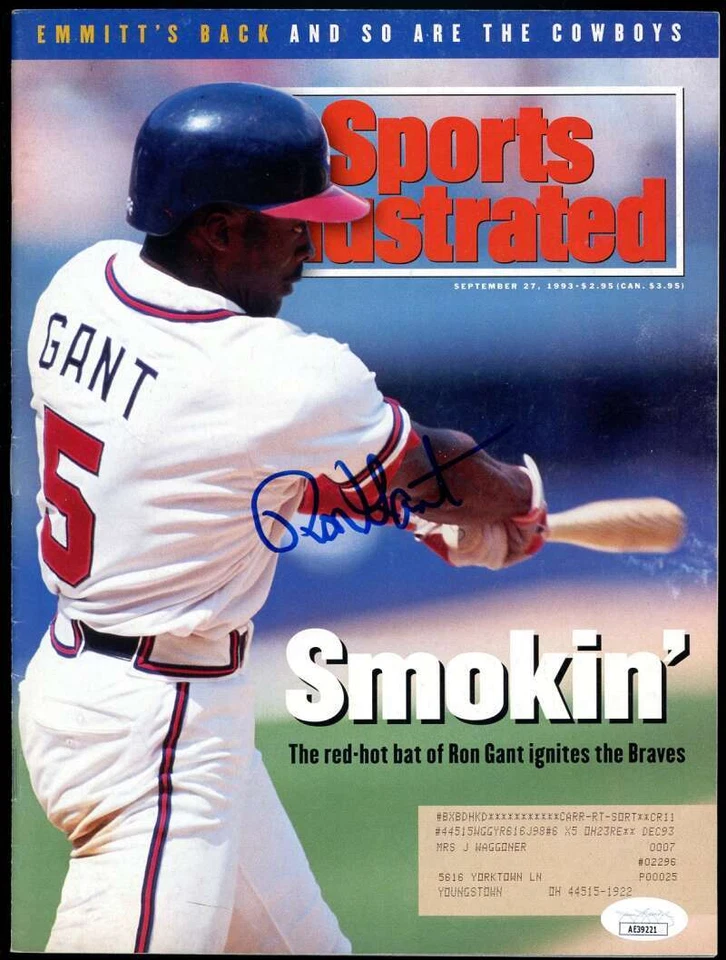 Autógrafo Ron Gant JSA certificado de autenticidad 1993 revista Sports Illustrated firmado Foto 1 de 1