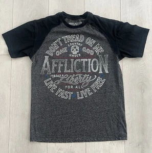Affliction Men’s Don’t Tread On Me Live Fast Gray Raglan T-Shirt Size Medium - Picture 1 of 5