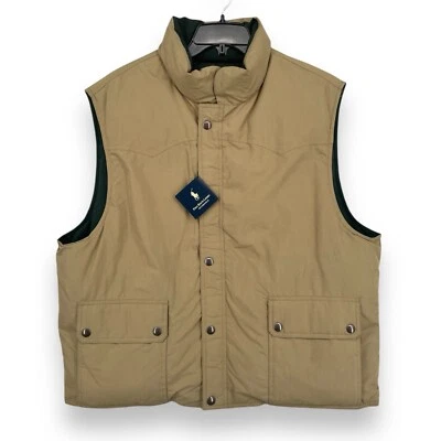Винтажный Polo Ralph Lauren вниз двусторонний пуховик жилет размер XXL бежевый / зеленый новый с Ярлыками - Изображение 1 из 4