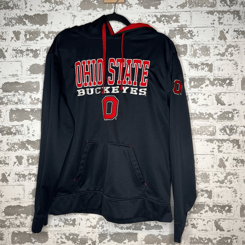 VETEMENTS Felpa con cappuccio scarlatto e grigio abbigliamento autentico Ohio state buckeyes