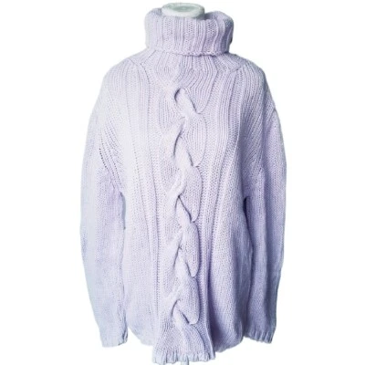 Nuevo con etiquetas Suéter Clásico Informal Para Mujer Grueso Tejido con Cable Cuello Alto Lavanda XL (18) Foto 1 de 4