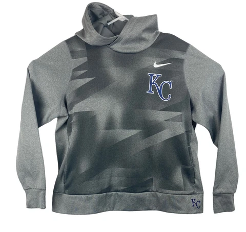 Nike Dri Fit Kansas City Royals KC Hoodie Grey Hood Sweatshirt Womens XL Cover
