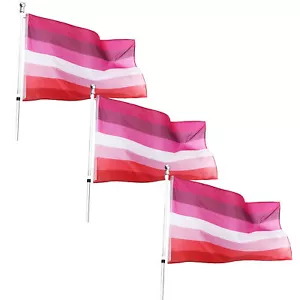 BANDERA DEL ORGULLO LÉSBICO 5X3FT POLIÉSTER DECORACIÓN INTERIOR EXTERIOR LGBTQ ORGULLO GAY - Imagen 1 de 13
