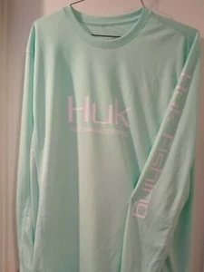 Huk Performance Fishing mens fishing shirt long sleeve Size Med. mint green - Picture 1 of 3