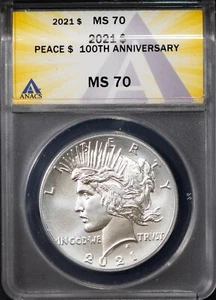 2021 Silver Peace Dollar MS 70 ANACS # 7693084 + Bonus - Picture 1 of 2