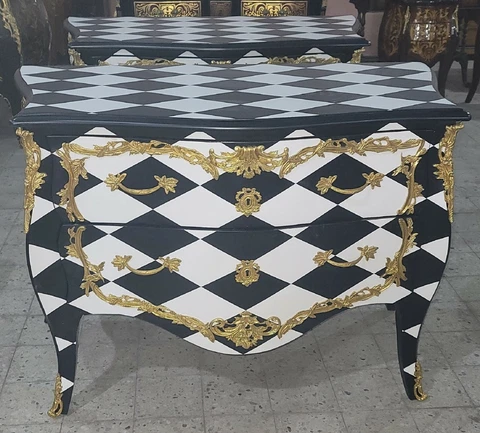 Black and White chest of drawers, Lacquered Beech Commode Cover