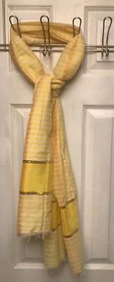 Cachecol de algodão unissex etíope feito à mão amarelo, branco, vermelho, dourado 26”X74”🌺 - Imagem 1 de 4