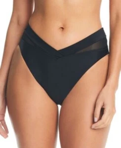 Bar III Small Natural Beauty High Leg Bikini Bottom Black New - Picture 1 of 5