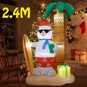 NNEOBA 2.4M Christmas Inflatable Beach Snowman with LED Lights - Picture 1 of 6