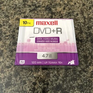Maxell DVD+R- 4.7GB 2 hrs 10 Discs New - Picture 1 of 8